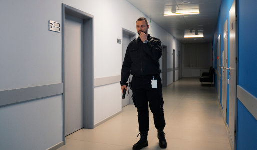 Security guards at research facility center