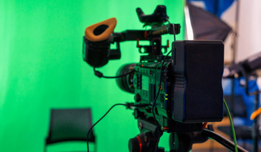 film production equipment with green screen
