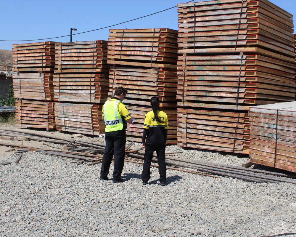 security guards inspecting backstage area